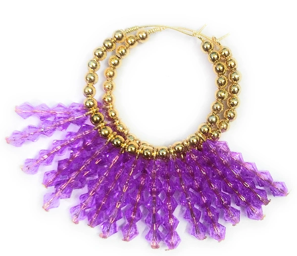 NIBRAS Purple Multi-layered Dangling Hoop Earrings - B09L1GK9SF, 9 gm, 7cm x 8cm x 1cm